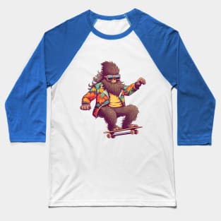 Hipster Bigfoot on Skateboard - Spooky Month Edition Baseball T-Shirt